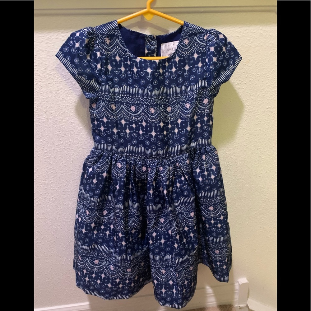 Gymboree 5T dress- navy, lilac & white details